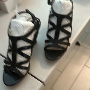 Naturalizer Black Heeled Sandals with Strappy Design